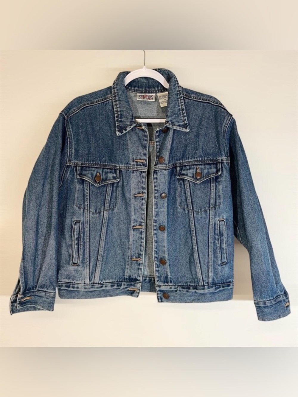 Vintage Boxy Blue Jean Denim Jacket Women’s Medium Petite